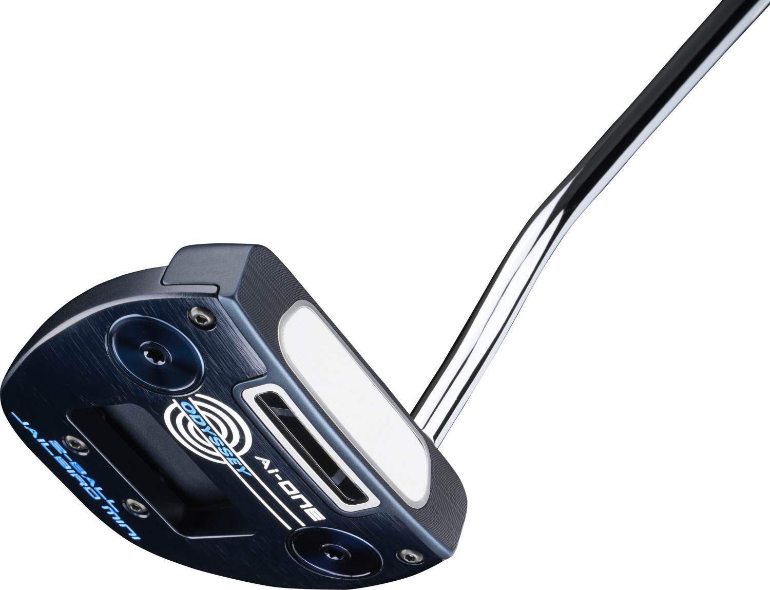 Hvid Odyssey One Ball Jailbird Mini Double Bend Neck Putter Blå Venstre Str Odyssey One 2023 Midsize Blå - Odyssey Techgadgets - 0197193440819